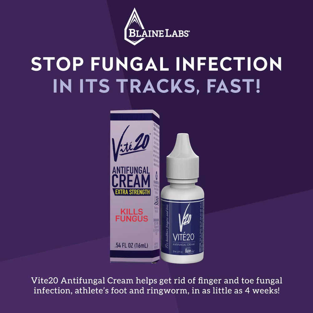 Hands applying the VITÉ20 Vite 20 antifungal cream demonstrates quick absorption on skin.