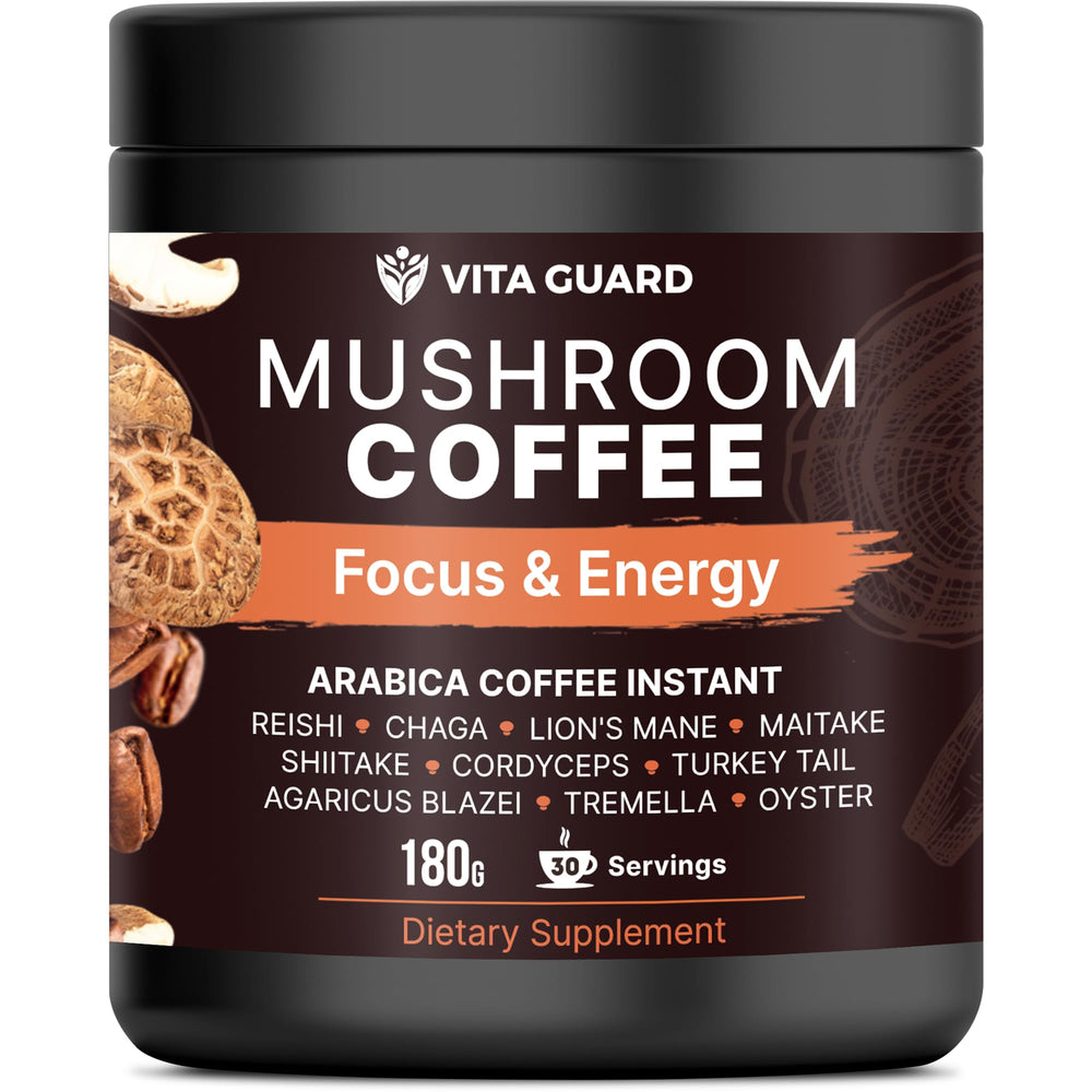 Vita Guard 10 Mushroom Coffee Lion Mane pour – focused morning ritual