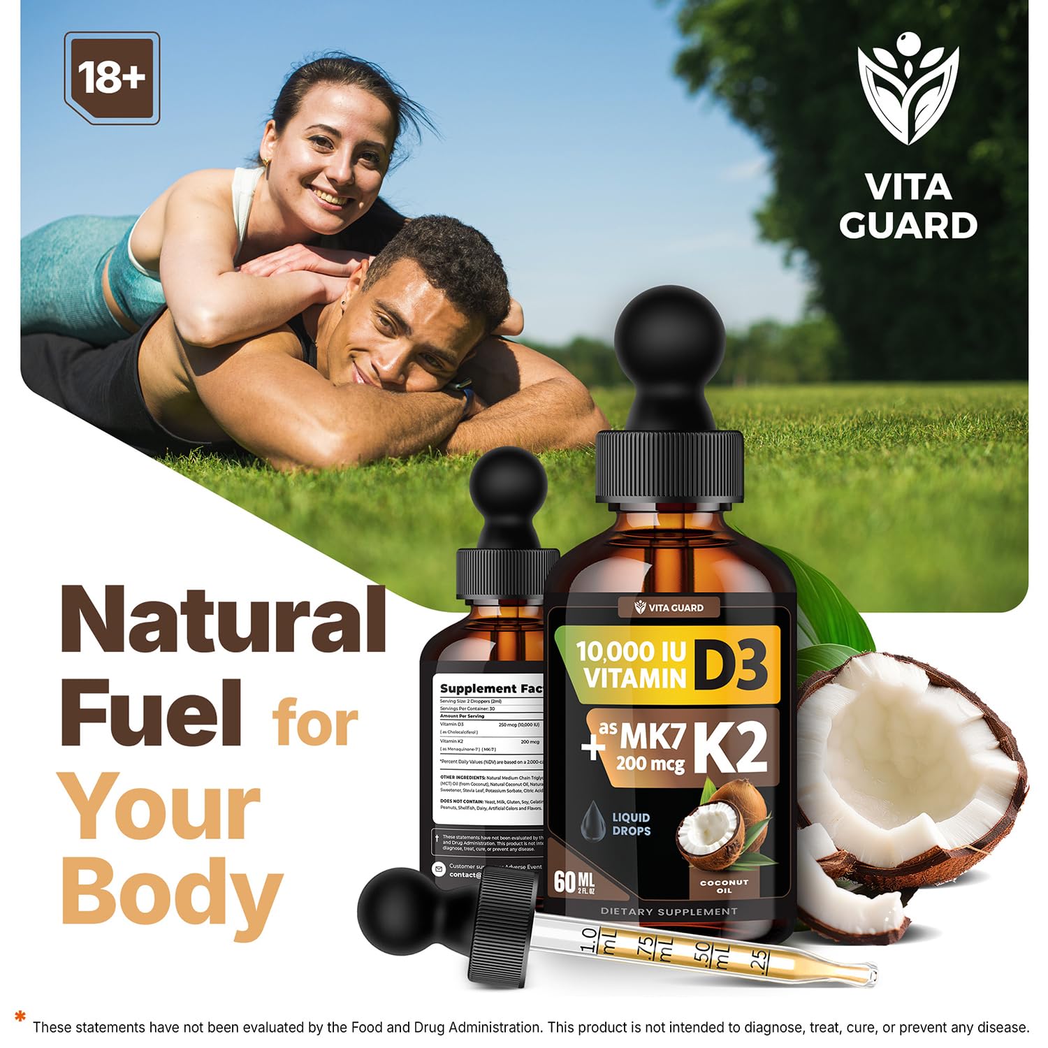 Vita Guard D3K2 vegan supplement suited for immune support and daily use