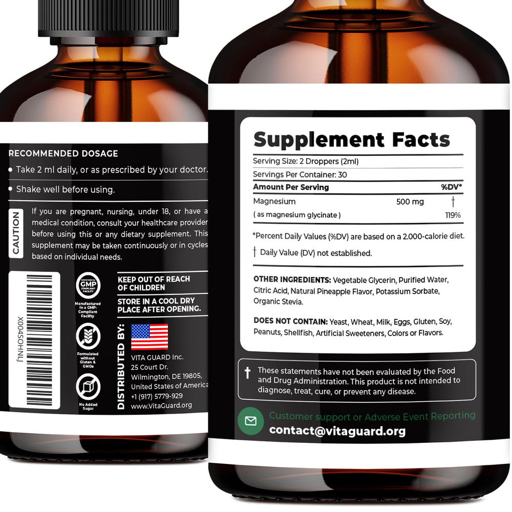 Pineapple-flavored magnesium drops offer pleasant taste without sugar.
