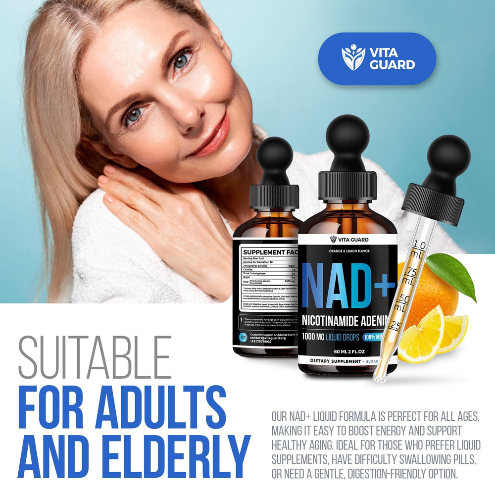 Vita Guard Pure NAD+ drops inviting glass-tasting moment