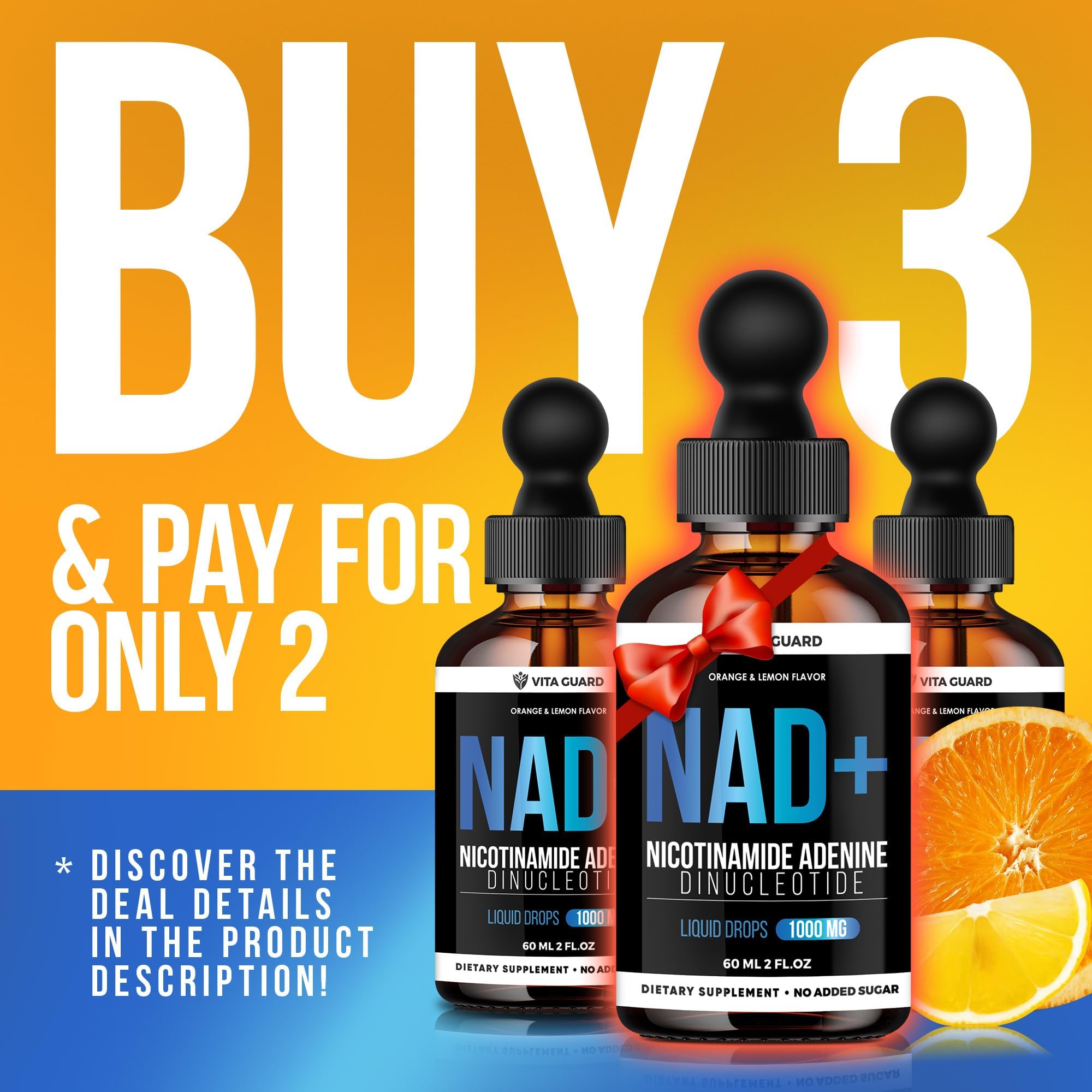 Vita Guard NAD+ drops lemon flavor bottle with citrus aroma
