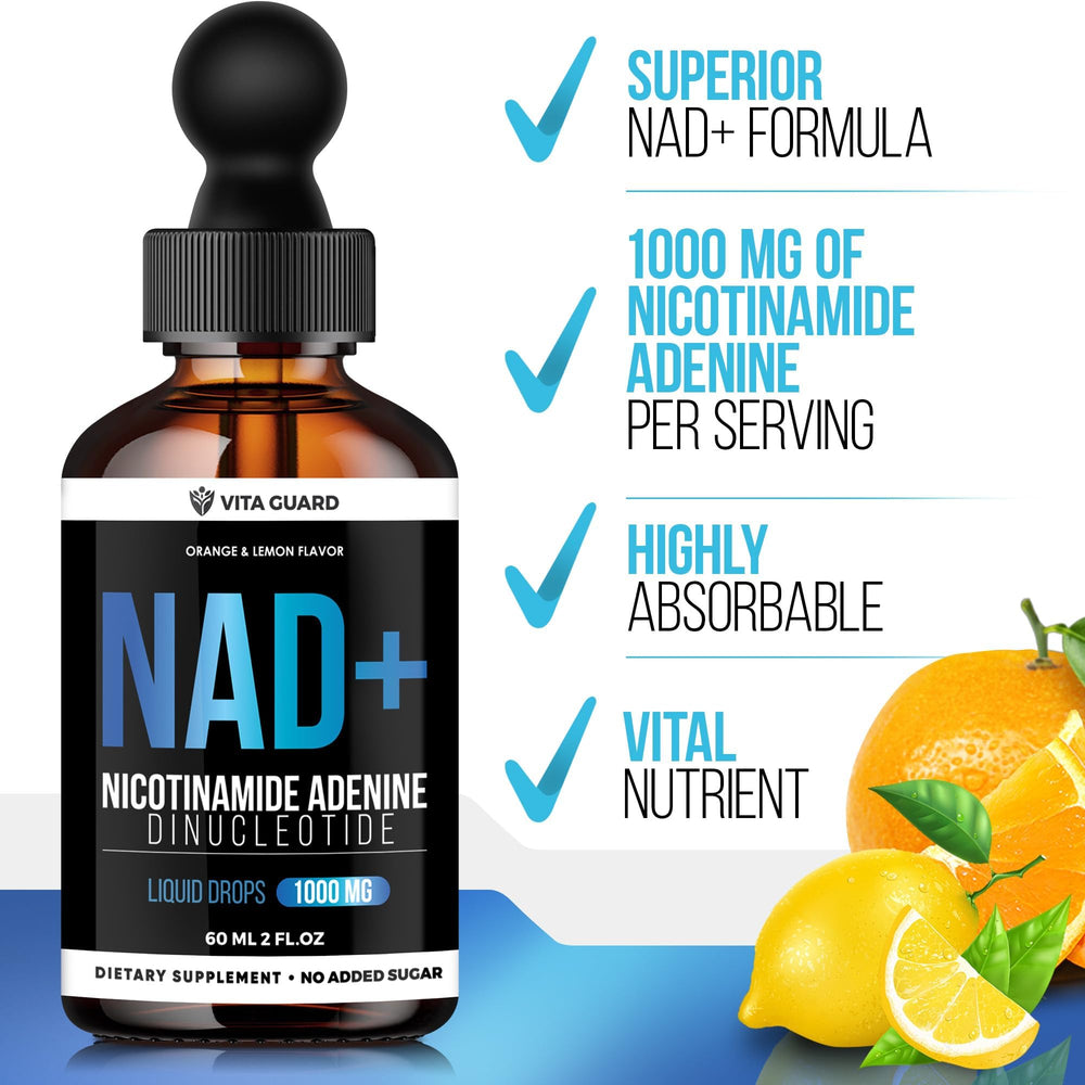 Vita Guard NAD+ drops vegan and non-GMO ingredients label