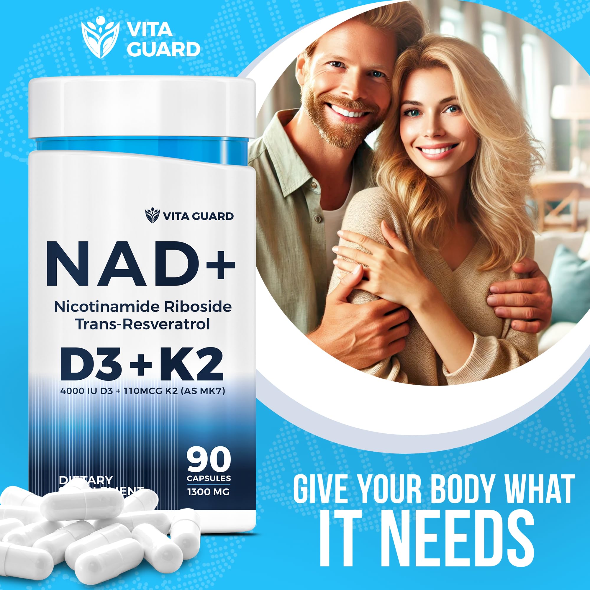 Vita Guard Vitamin D3 and K2 bottle close-up for bone and heart health support
