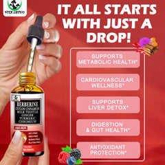 Vita Letuo Berberine Drops measuring bottle indicates 1-2 serving guidance for daily use.