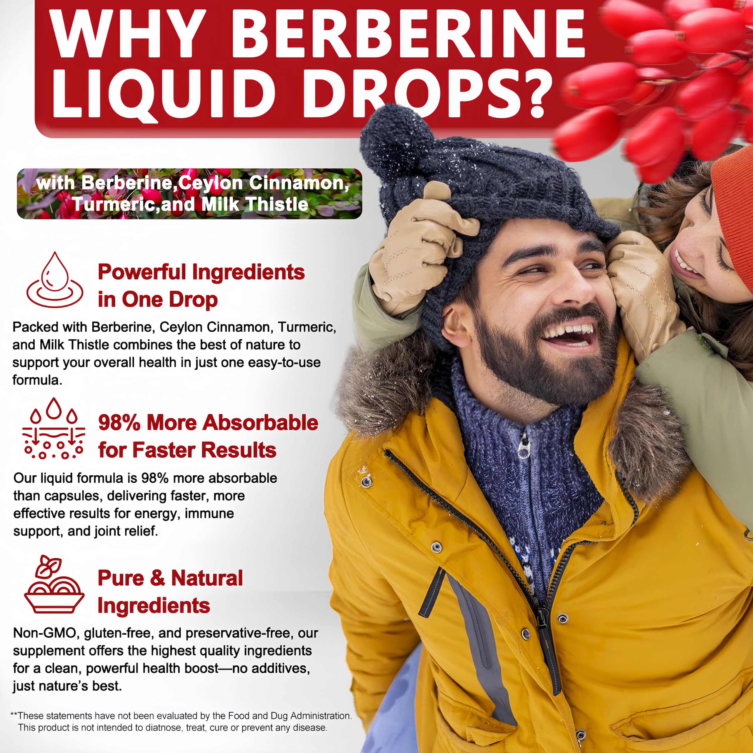Vita Letuo Berberine Drops label close-up, noting GMP quality and key ingredients.