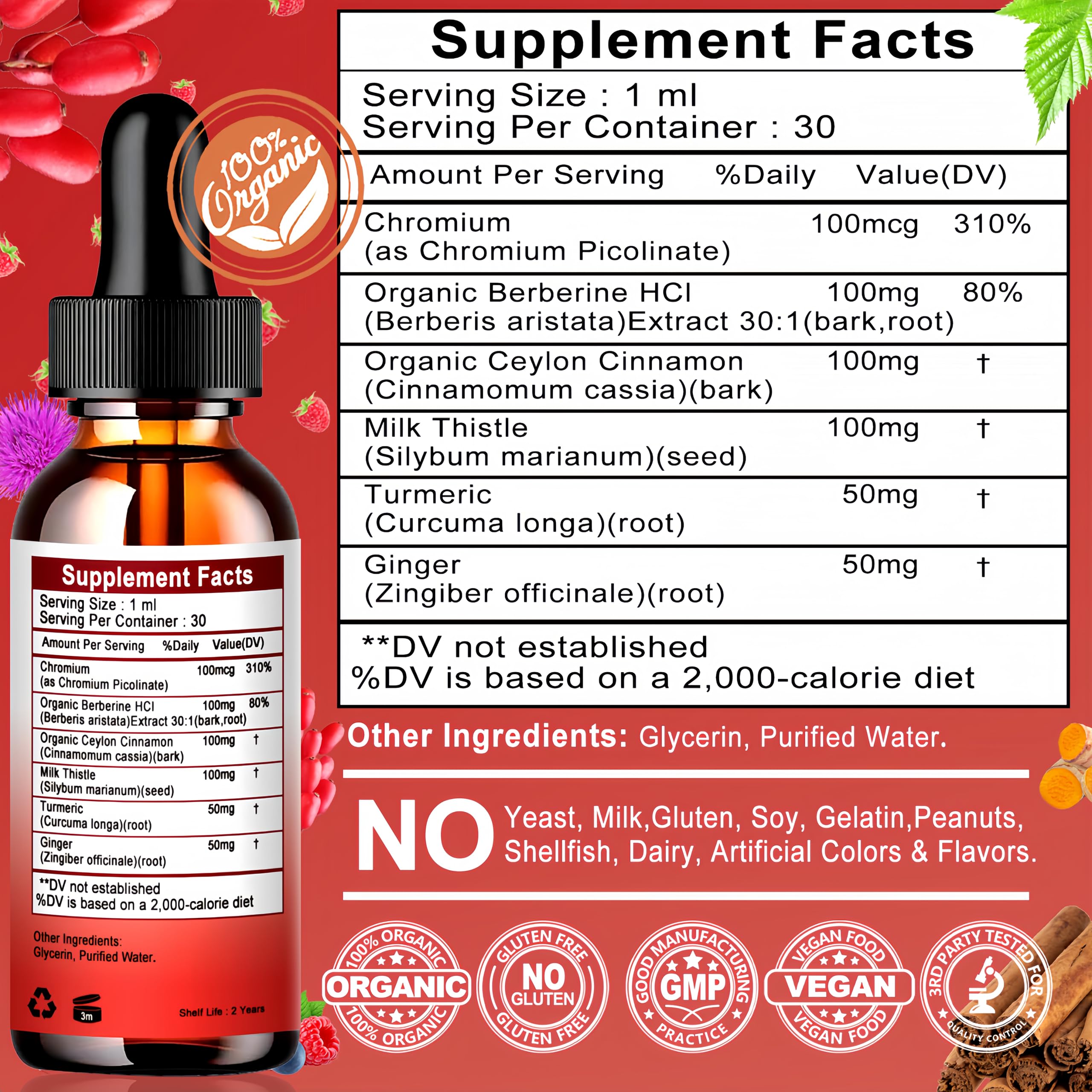 Vita Letuo Berberine Drops liquid texture close-up shows rich amber color.