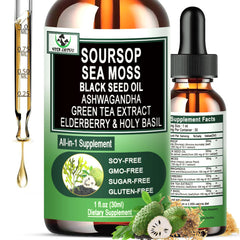 Vita Letuo Soursop Drops bottle shown for daily immune and digestive support with a natural blend.