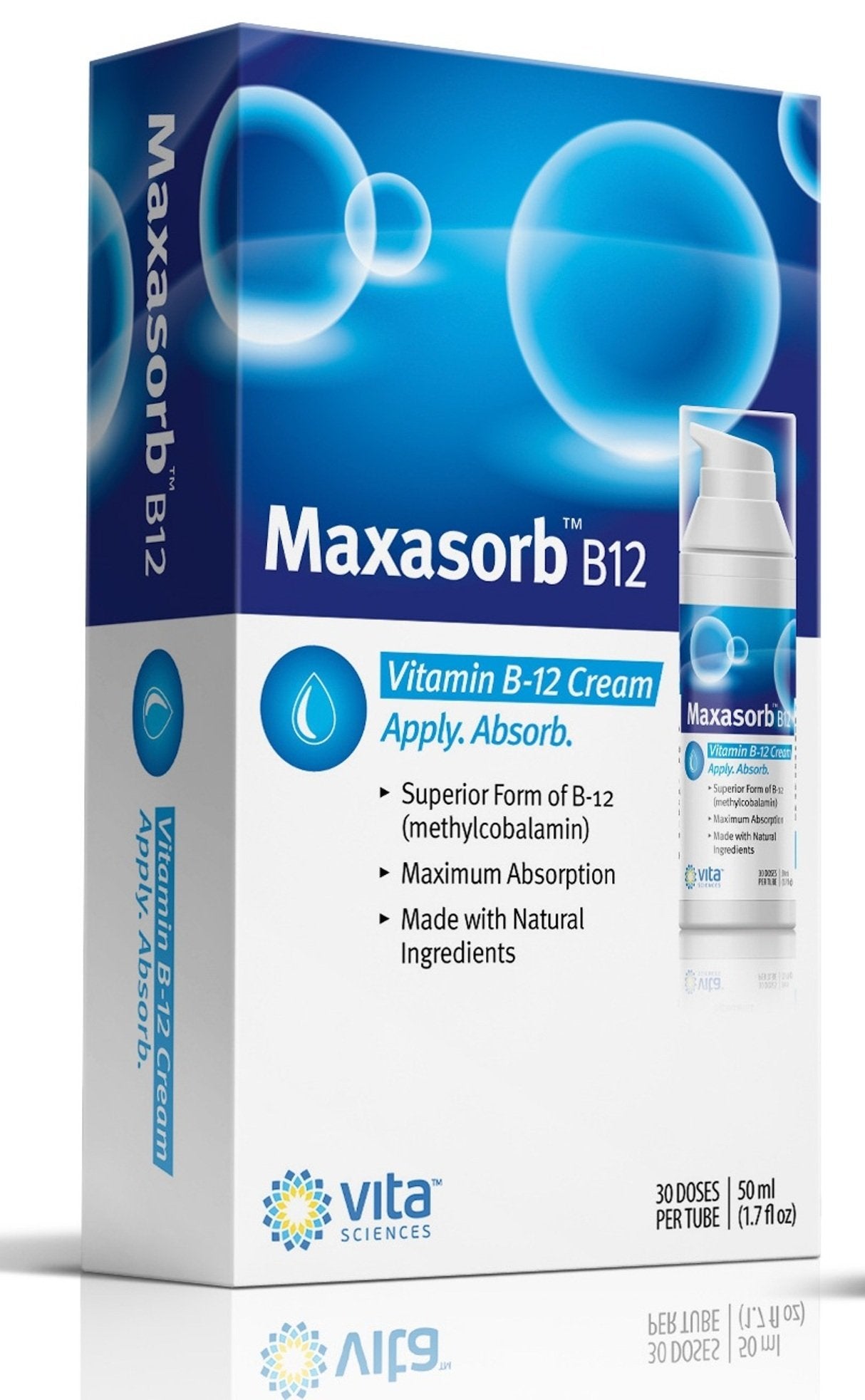 Vita Sciences B12 Cream jar closeup highlights premium packaging and texture.
