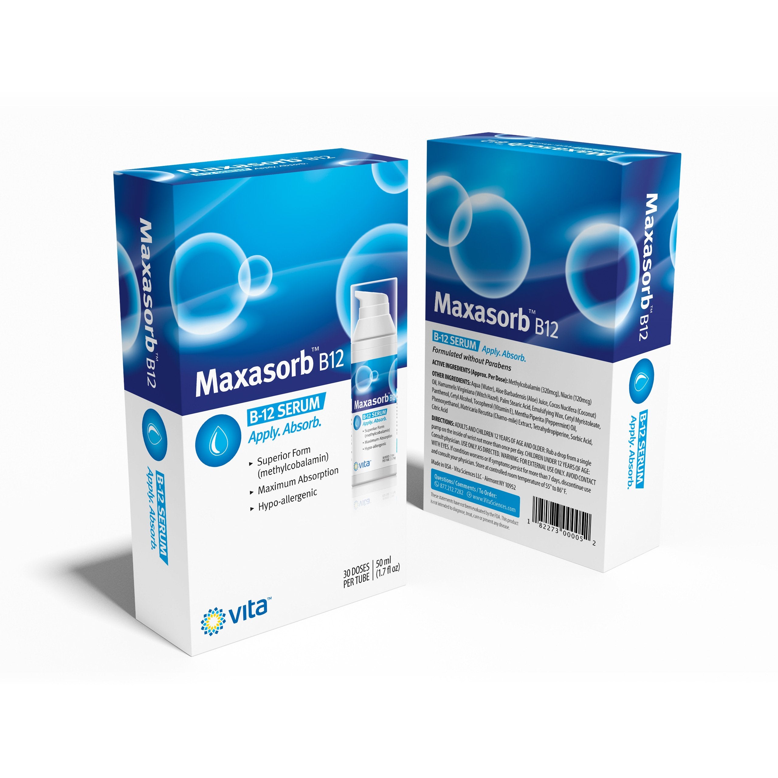 Vita Sciences B12 Cream on skin illustrates non-greasy absorption and hydration.