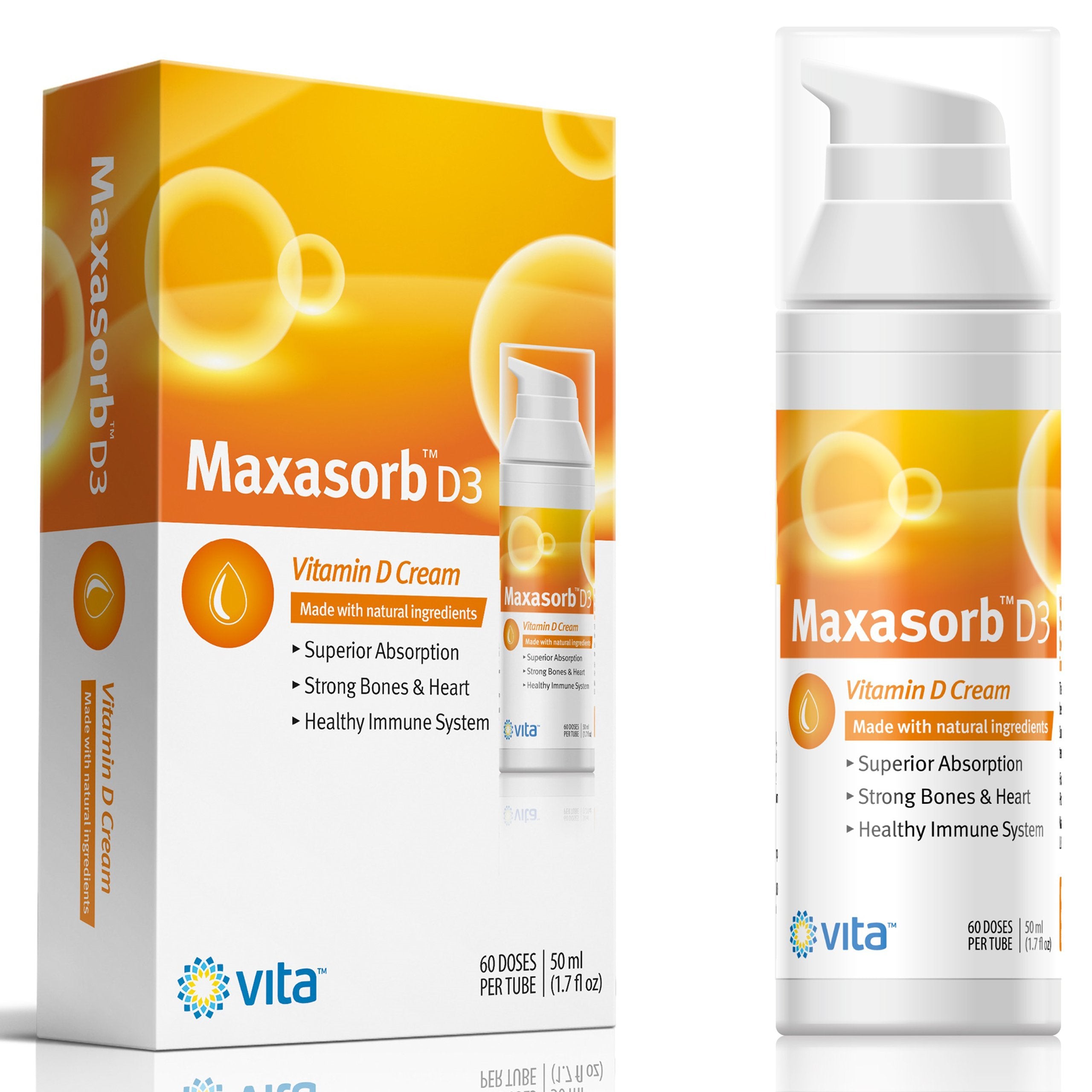 Vita Sciences Maxasorb D3 Cream bottle ready for daily skin care and absorption.
