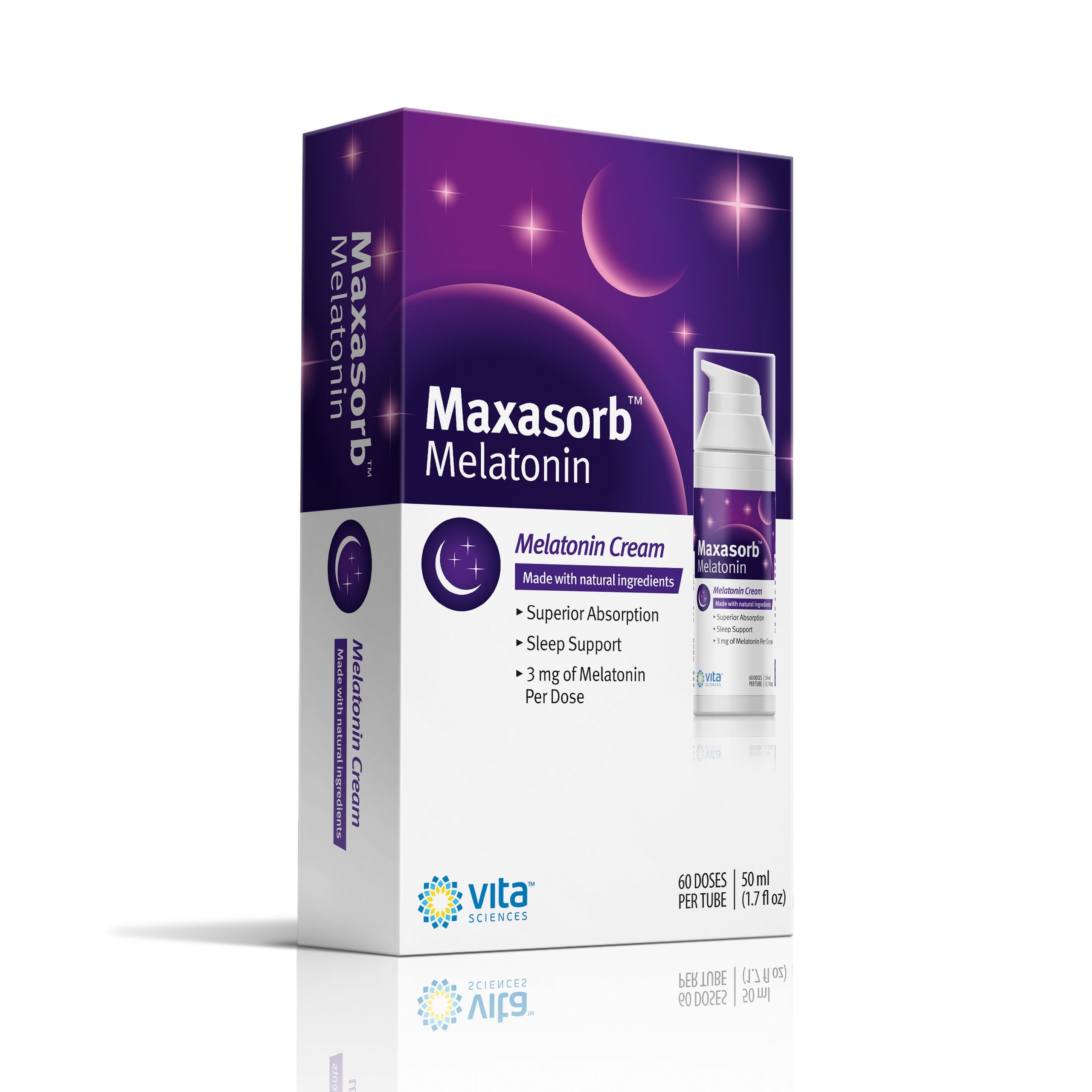 Vita Sciences Melatonin Cream demonstrating fast skin absorption at night.