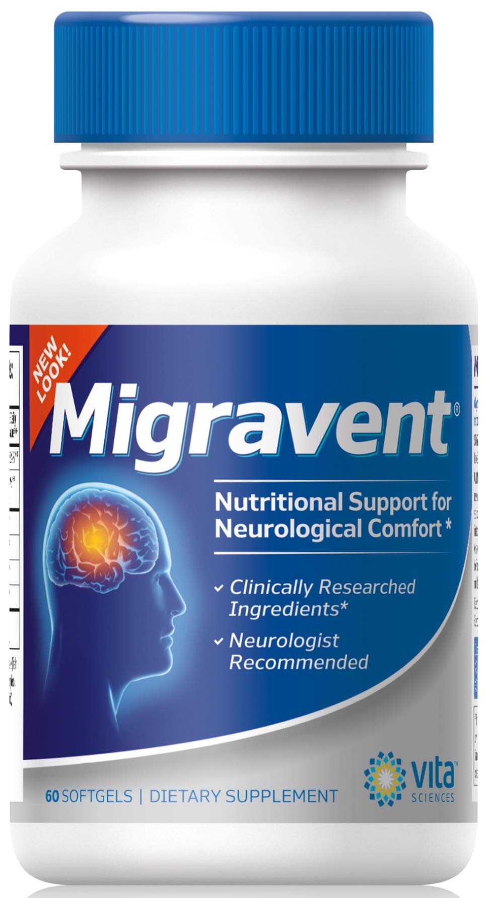 Vita Sciences Migravent bottle displays PA-Free Butterbur and B2 for brain wellness