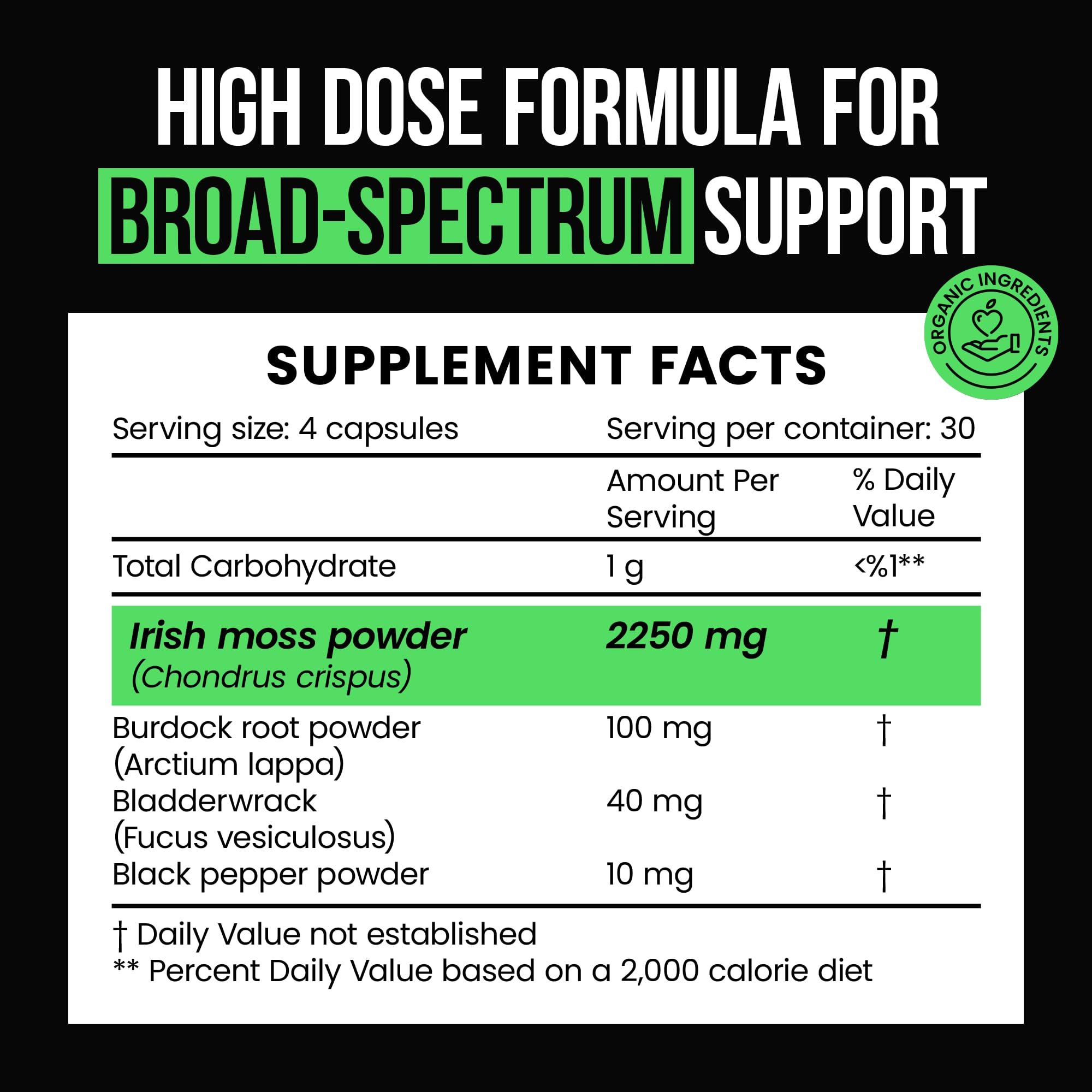 VitaRaw label close-up showing organic sea moss ingredients.