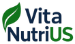 Vita NutriUS logo with a green leaf on a white background