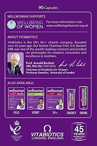 Vitabiotics Wellwoman bottle close-up showing compact daily dose for convenience.