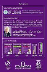 Vitabiotics Wellwoman bottle close-up showing compact daily dose for convenience.