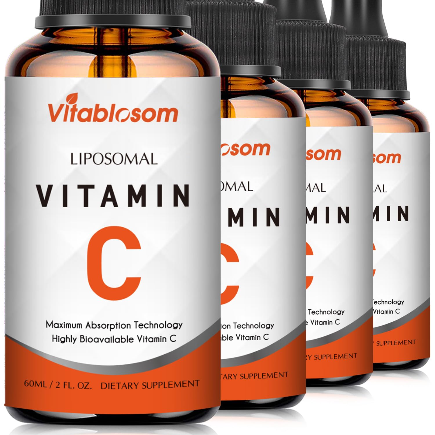 Vitablosom Liposomal Vitamin C bottle pour showing easy daily intake option.