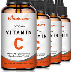 Vitablosom Liposomal Vitamin C bottle pour showing easy daily intake option.