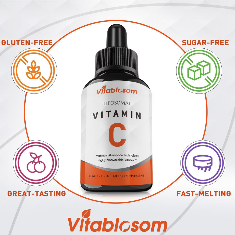 Vitablosom Liposomal Vitamin C drops pour or take directly for convenient daily use.