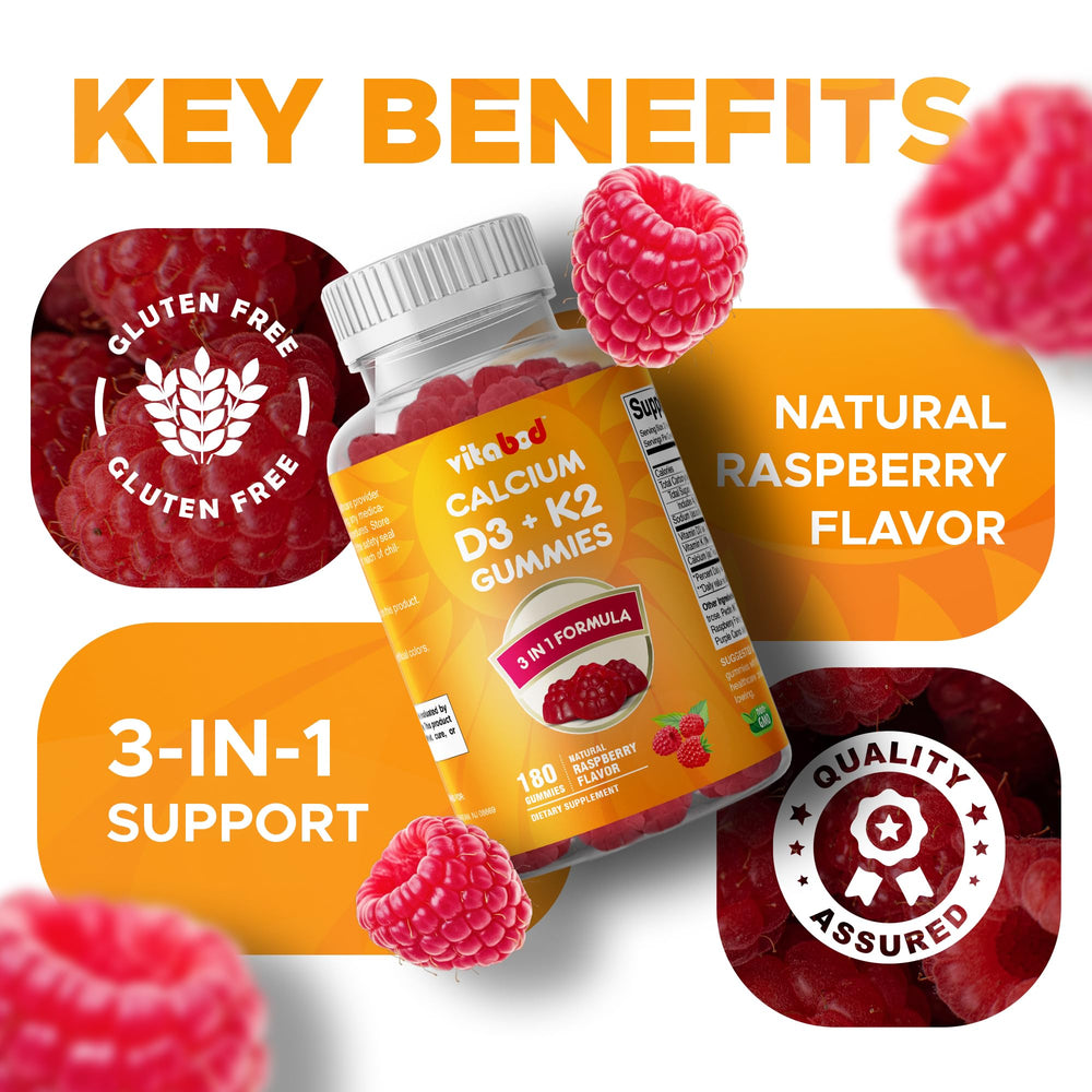 2-in-1 formula of D3 and K2 in Vitabod supports calcium transport for bone health.