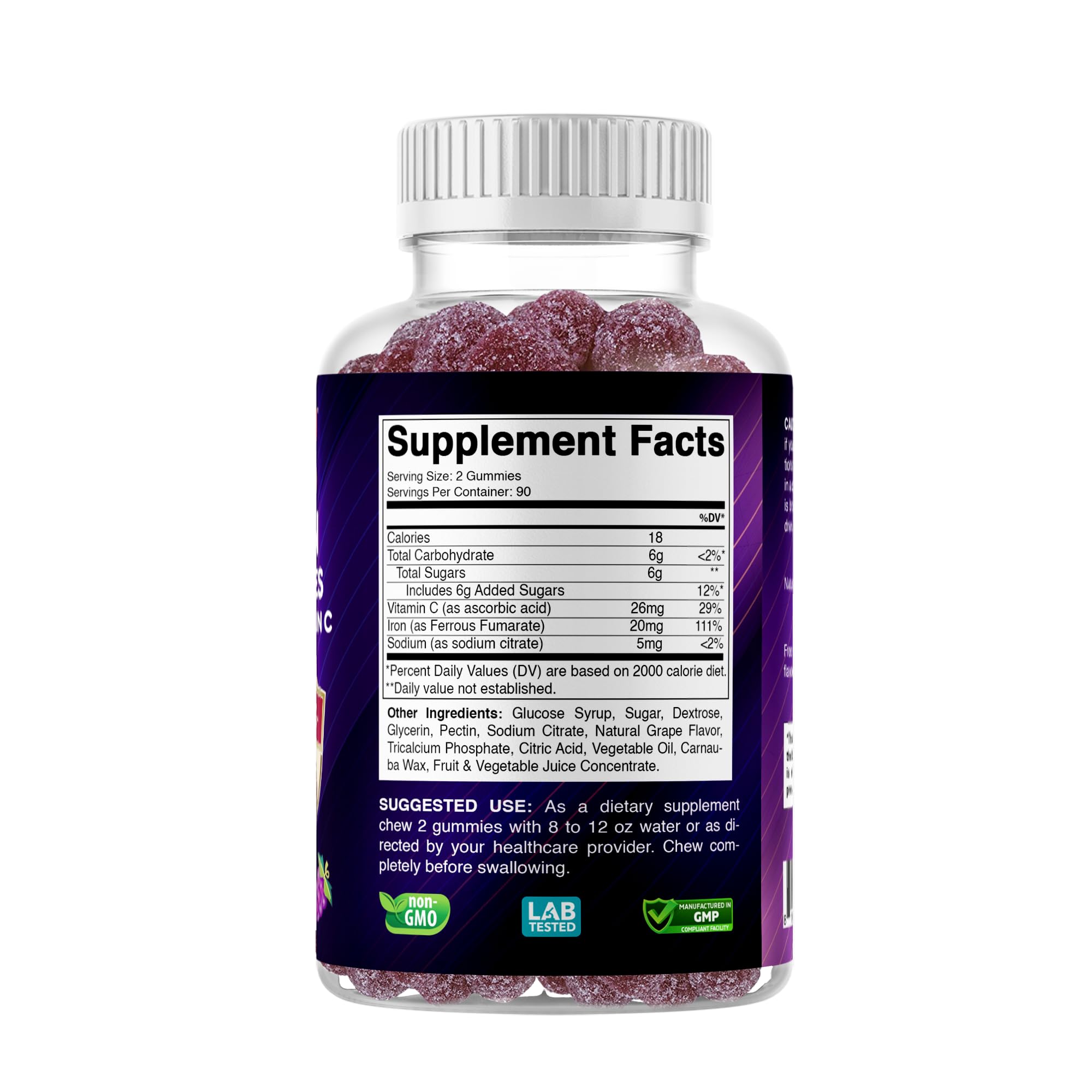 Vitabod Iron Gummies on kitchen counter ready to chew.