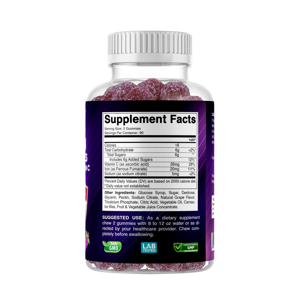 Vitabod Iron Gummies on kitchen counter ready to chew.