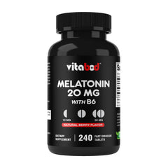 Vitabod Melatonin 20 mg fast-dissolve tablets in berry flavor for easy sleep support.
