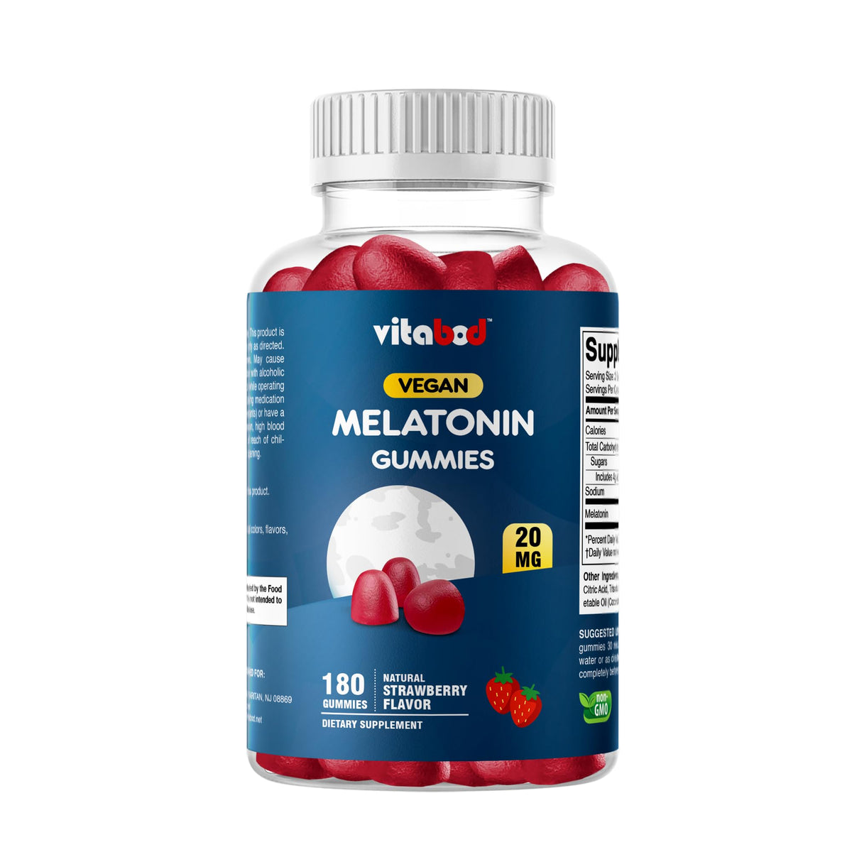 Vitabod Melatonin 20mg gummies bottle front for nightly use