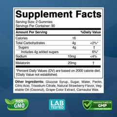 Vitabod Melatonin 20mg gummies close-up of natural strawberry flavor