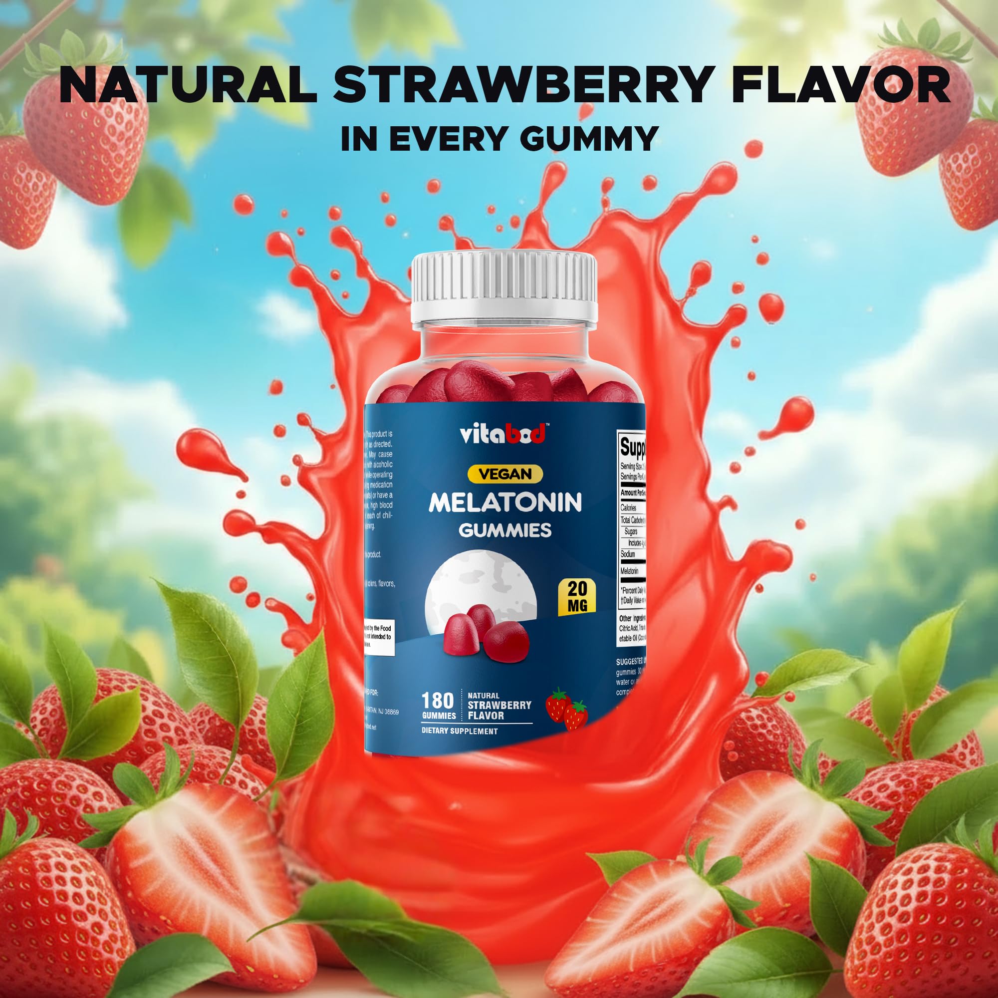 Vitabod Melatonin 20mg gummies gluten-free vegetarian claim