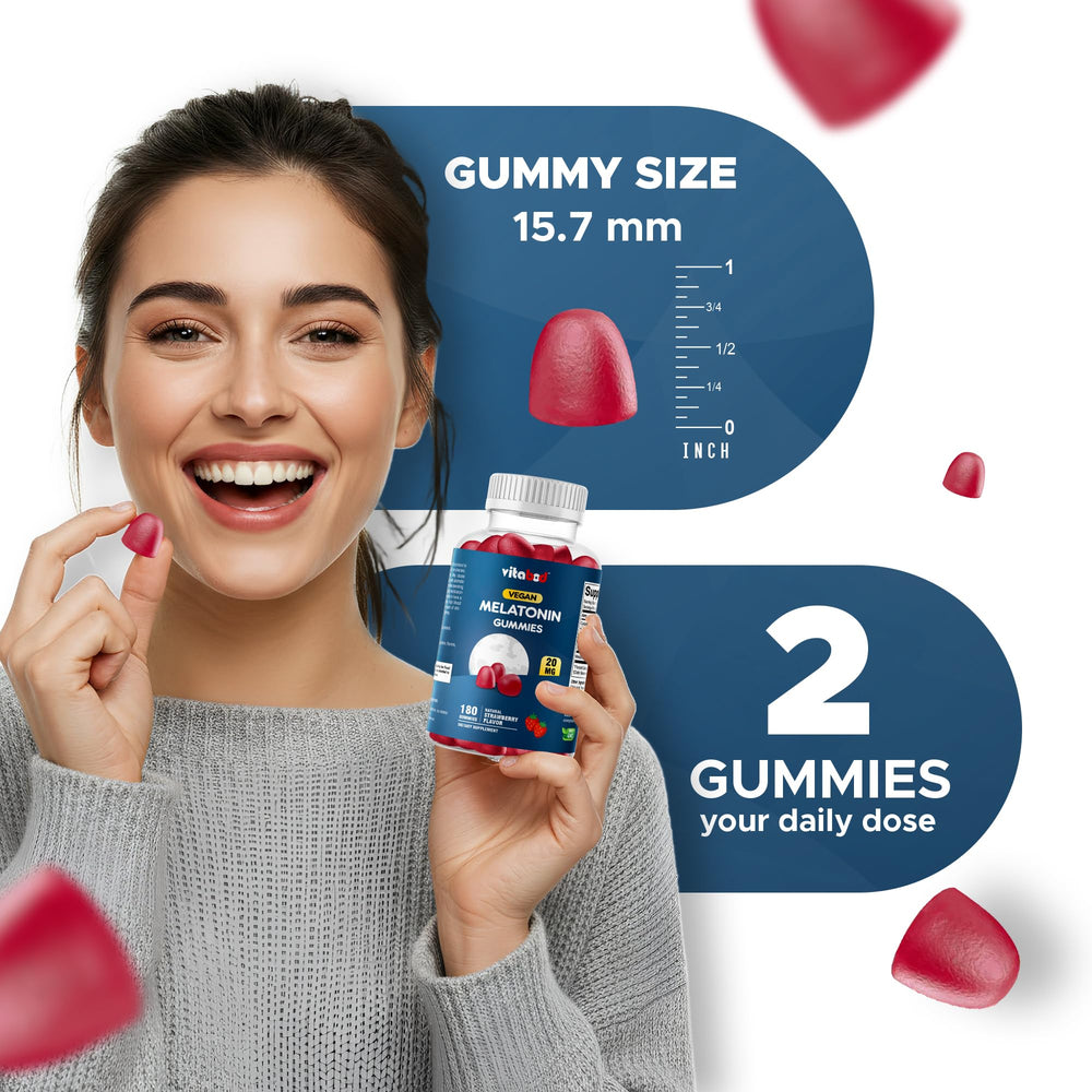 Vitabod Melatonin 20mg gummies natural strawberry flavor label