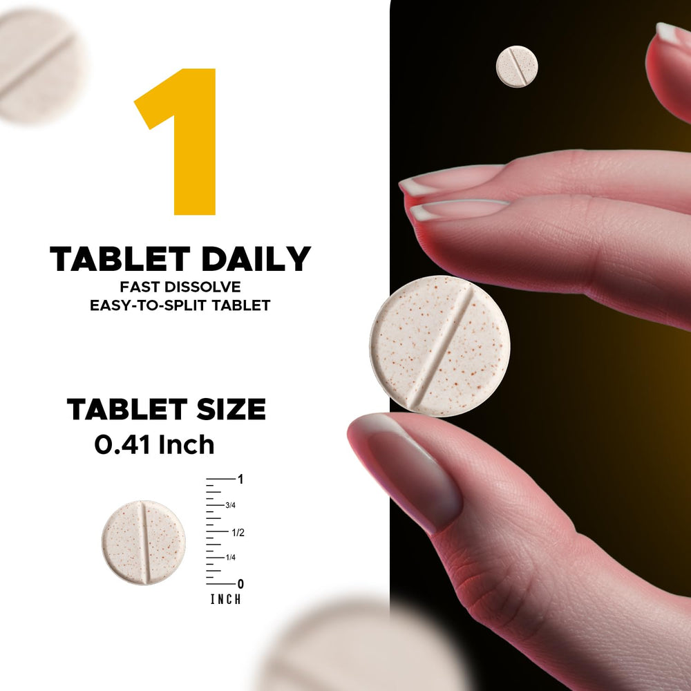 Vitabod Melatonin 20 mg scored tablet showing easy half-tablet dosing.