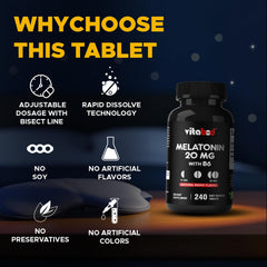 Split lines on Vitabod melatonin tablet for easy 2x10 mg dosing.