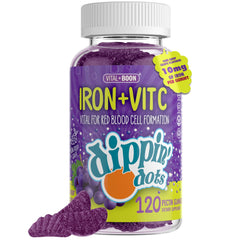 Vital+Boon iron gummies bottle with grape flavor supports daily energy and iron intake