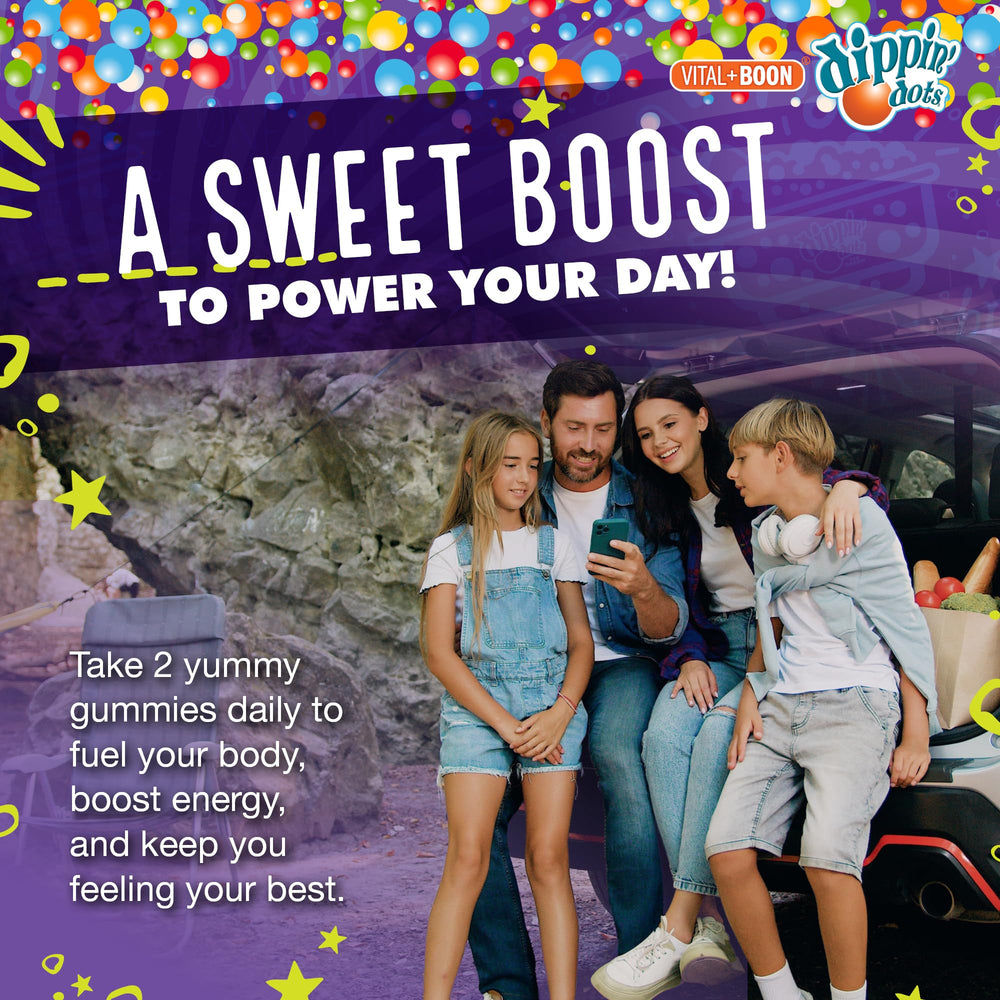 Vital+Boon iron gummies being poured to show easy daily servings