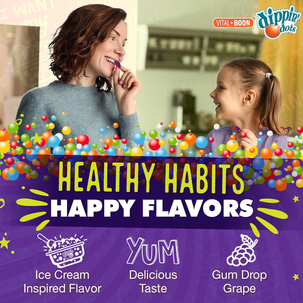 Vital+Boon iron gummies vegan icon and kosher symbol on label