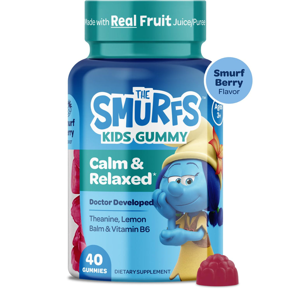 Smurfs Kids Calm Gummies family-pack display for daily routines