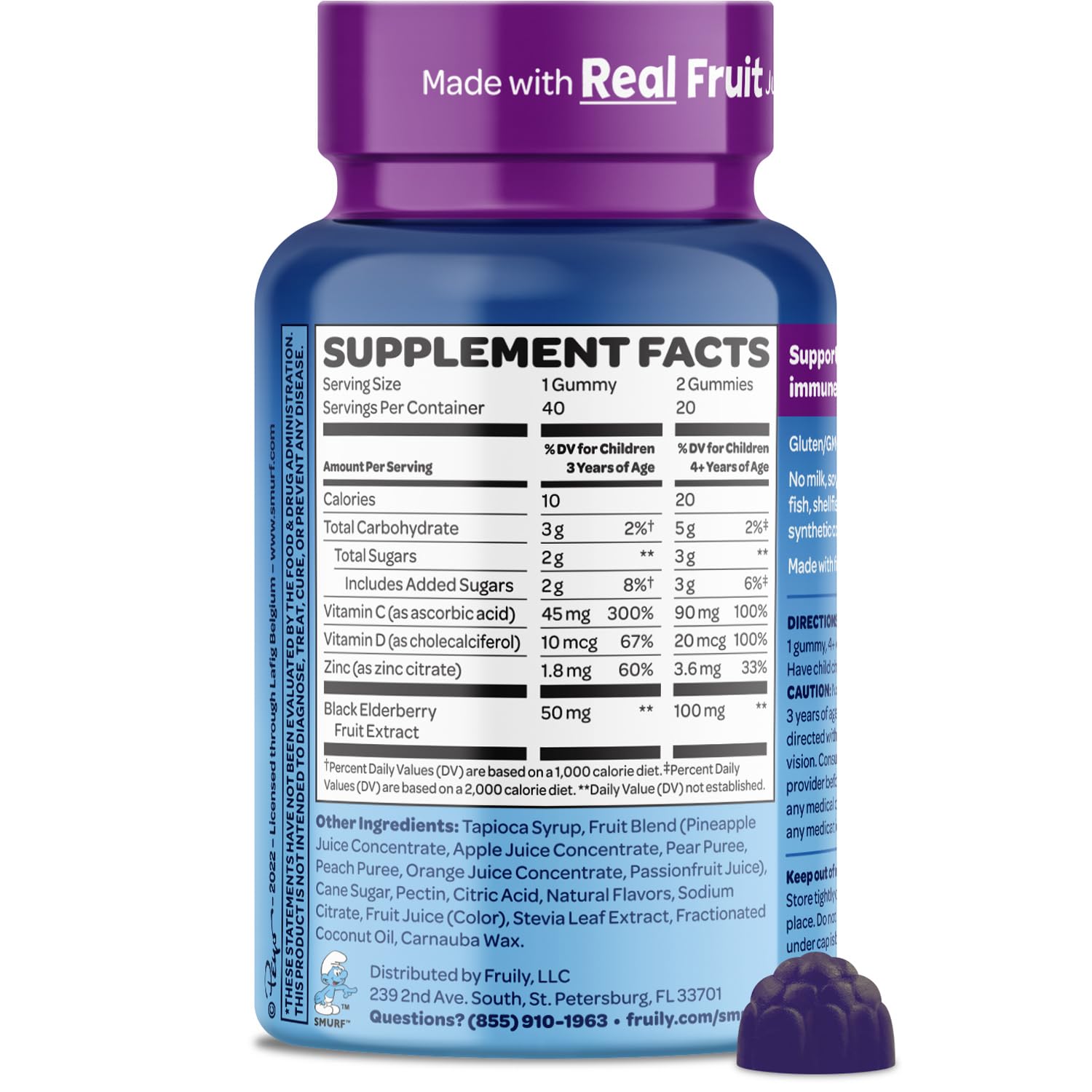 VITABURST Smurfs Kids Immune Gummies non-GMO assurance for parents