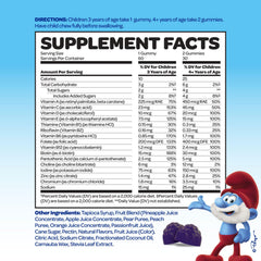 Vitaburst Smurfs Kids Multivitamin Gummies orange flavor convenient after-school nutrition.