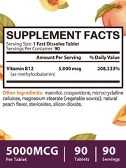 Vitacook B12 sublingual peach flavor bottle displayed on a counter