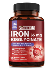 Vitacook iron supplement bottle with easy to swallow capsules for daily mineral support