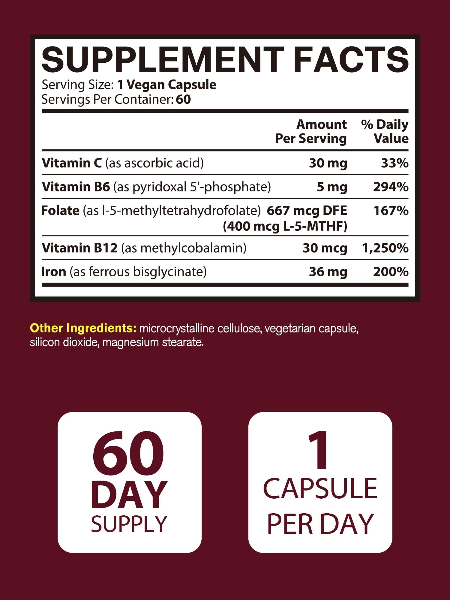 Vitacook Iron Supplement packaging open reveals convenient daily capsules