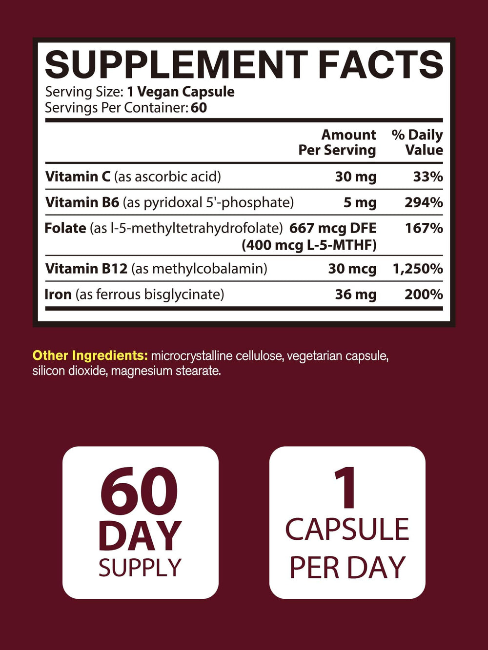 Vitacook Iron Supplement packaging open reveals convenient daily capsules