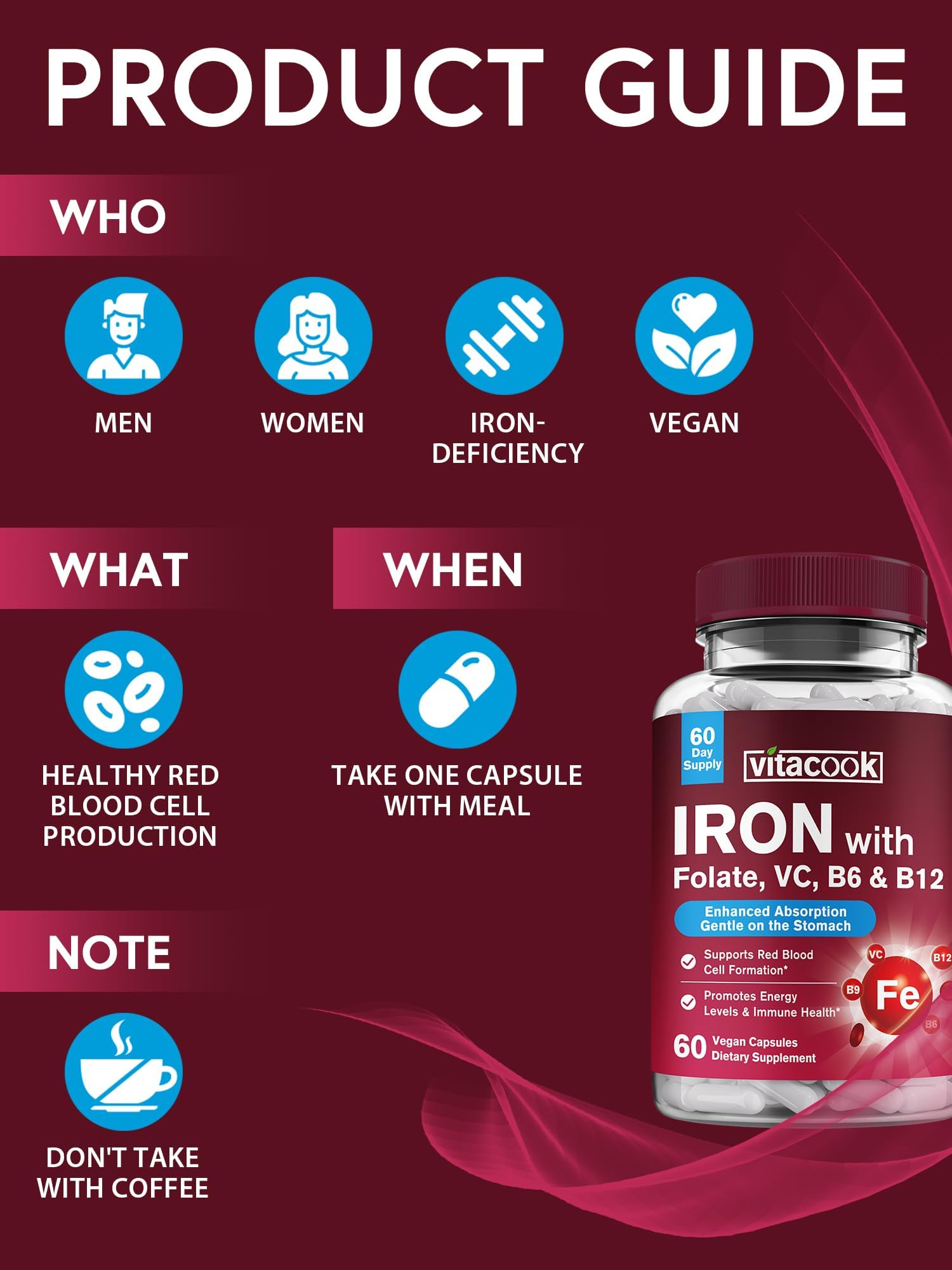 Vitacook Iron Supplement pour capsules for easy consumption