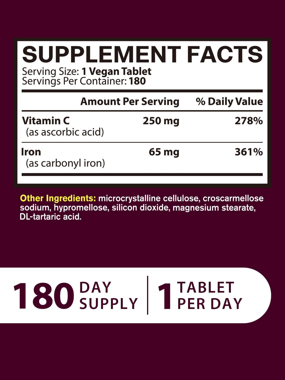Vitacook iron-tablet with vitamin C image emphasizes enhanced absorption potential.
