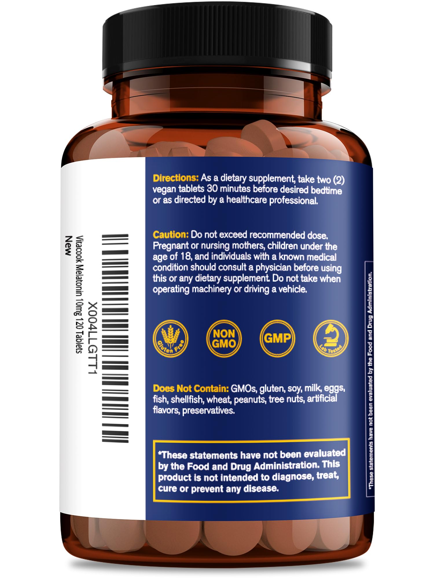Compact Vitacook Melatonin bottle ideal for travel and on-the-go