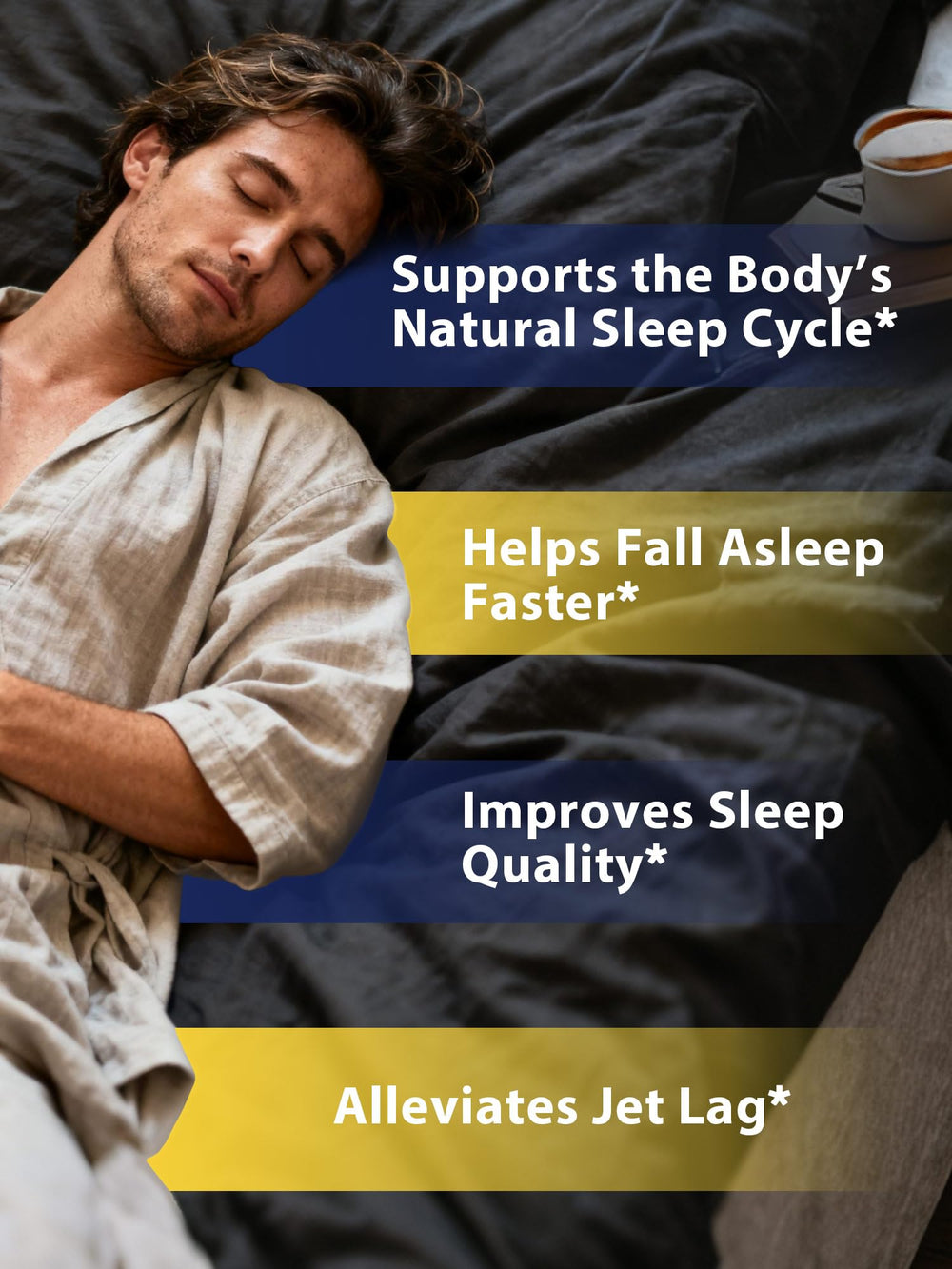 Close-up of Vitacook Melatonin label showing vegan non-GMO ingredients
