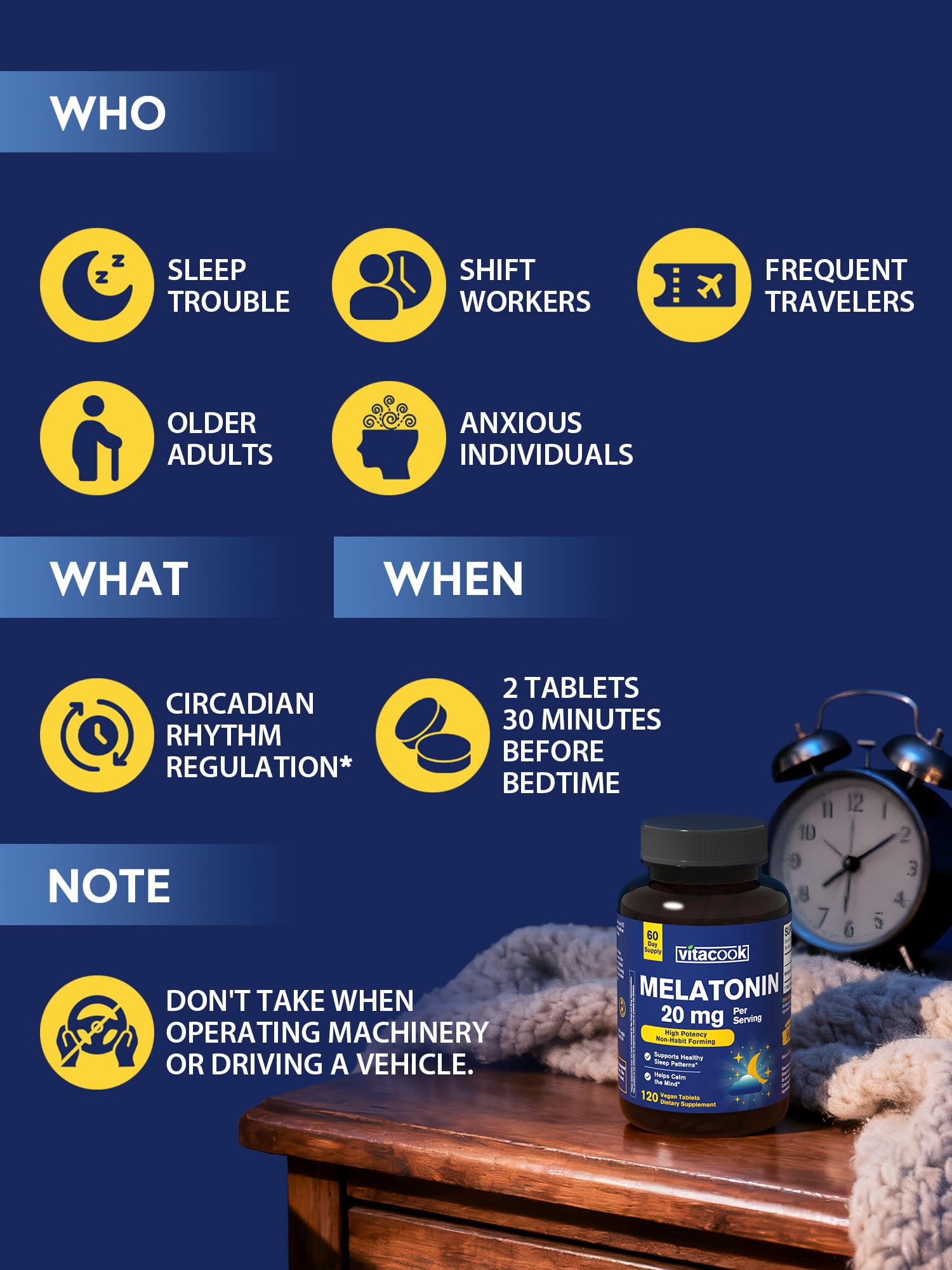 USA-made seal on Vitacook Melatonin packaging for quality assurance