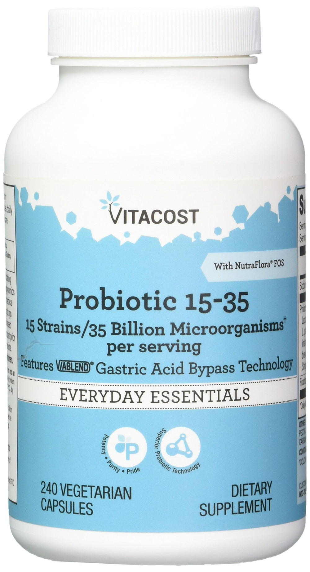 Vitacost Probiotic 15-35 bottle-front view for daily use.